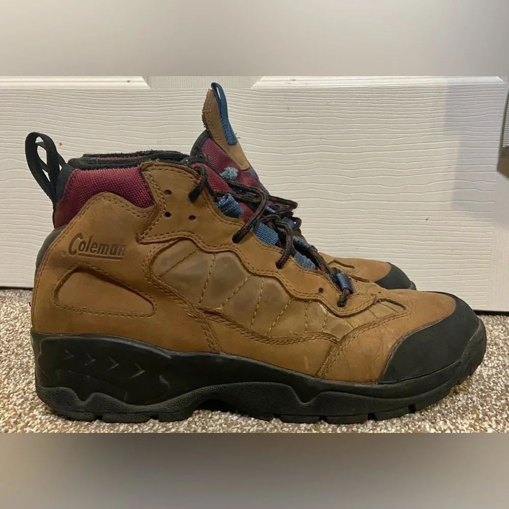 COLEMAN TUCSON BROWN LEATHER ANKLE HIKING MENS SZ 9 BOOTS